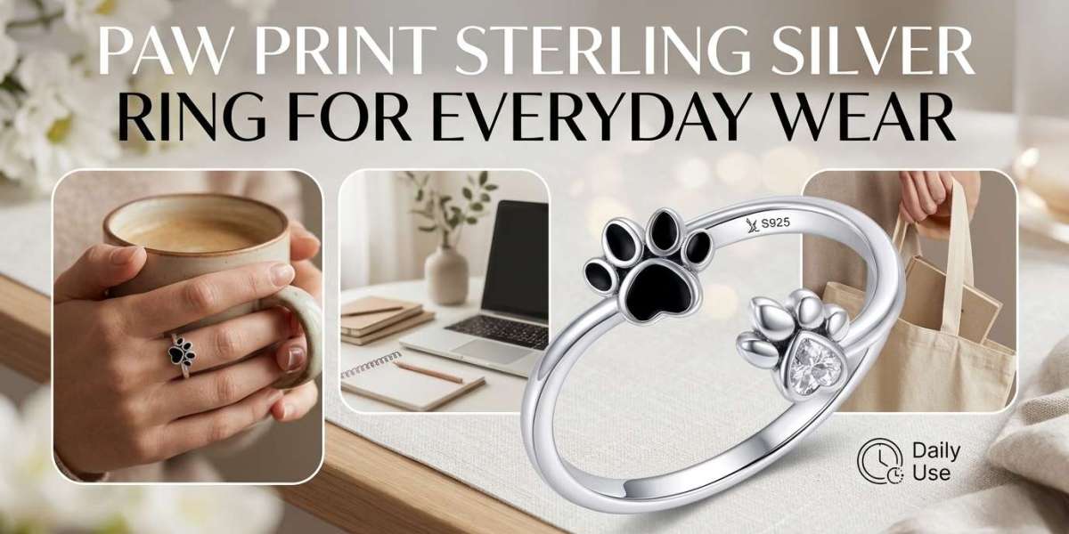 Paw Print Sterling Silver Ring For Everyday Wear